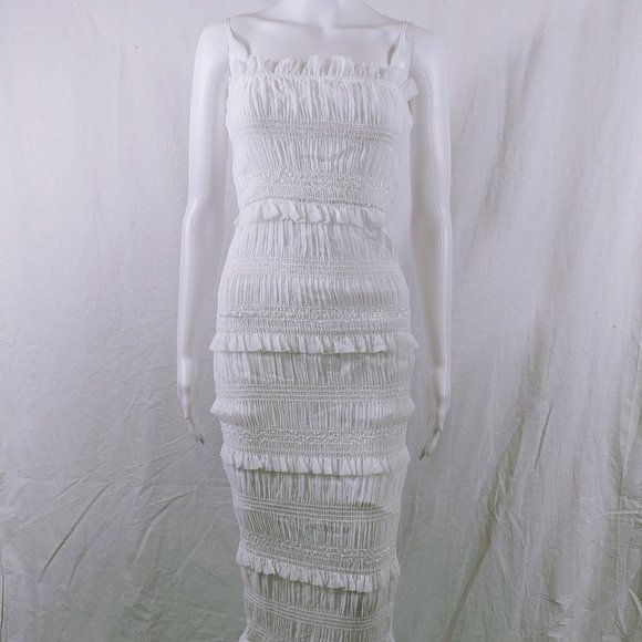 Commense White Sleeveless Ruched Spring/Summer Dress Size S - Picture 1 of 9